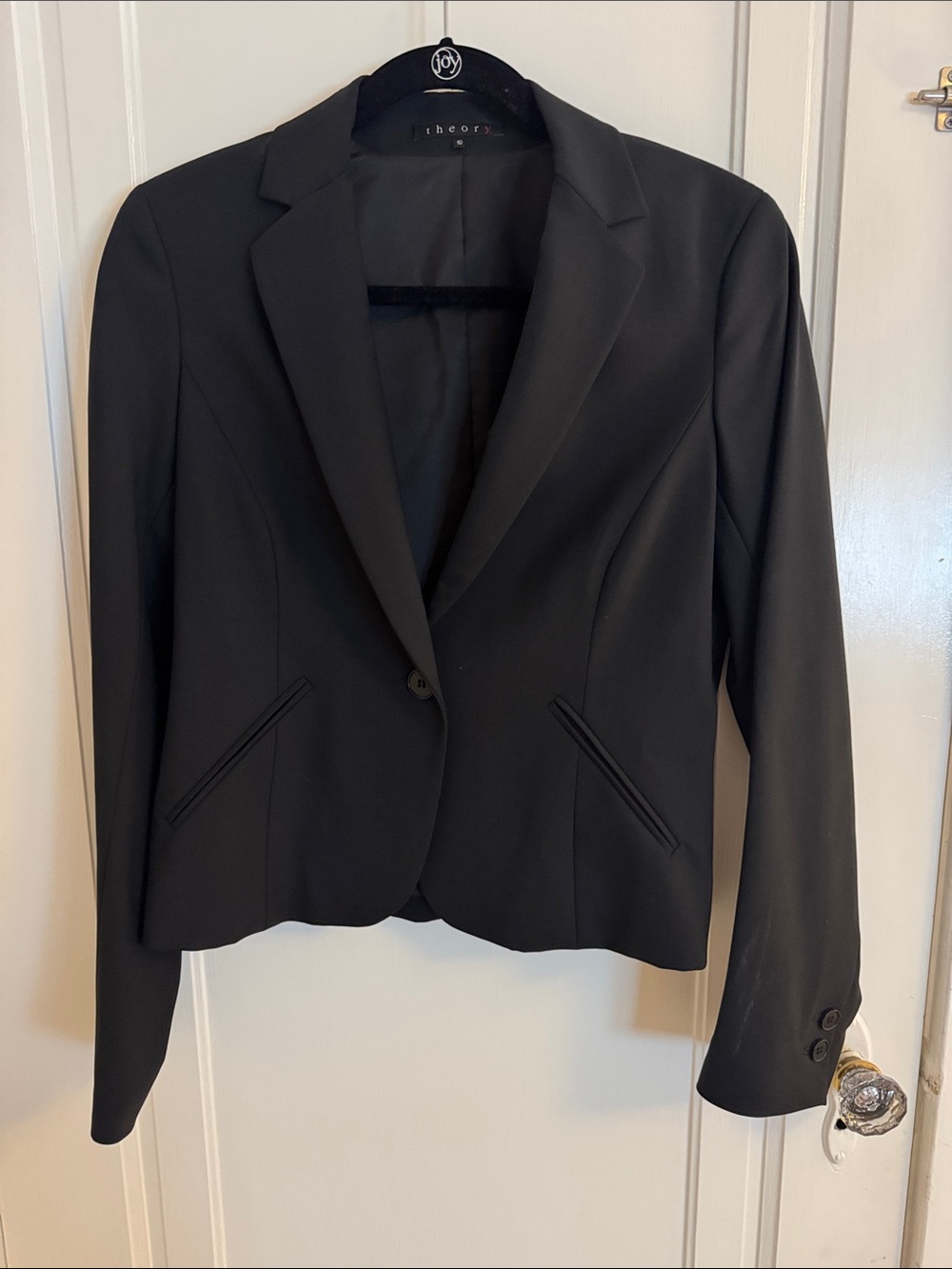Theory Black Wool Single-Button Tailored Blazer